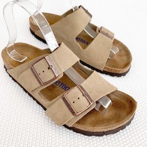 BIRKENSTOCK Arizona Nubuck Leather Soft Footbed - Taupe 39 / L8 M6